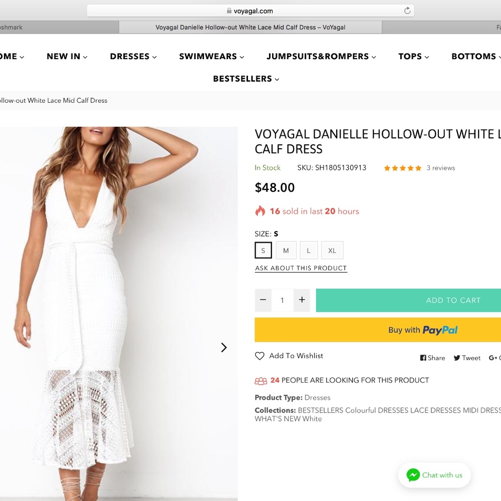 VOYAGAL DANIELLE HOLLOW-OUT WHITE LACE MID CALF DR